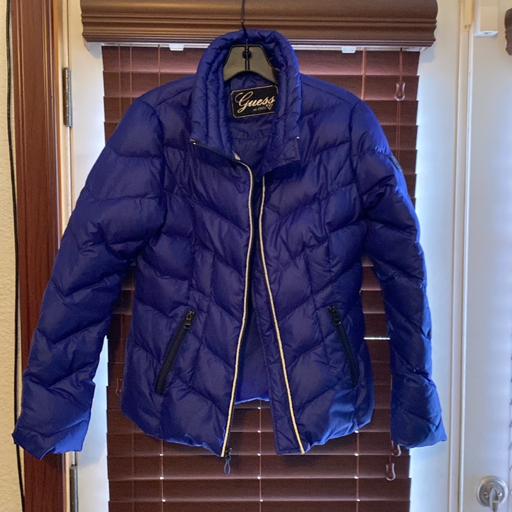 Guess Cobalt Chevron Puffer